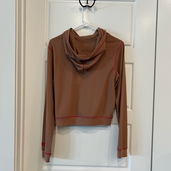 Zip-Up Waffle Hoodie TEDDY/FUCHSIA - Picture 6 of 8